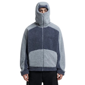 Personalized Logo High Quality Full Face Zip up <b>Sherpa</b> <b>Fleece</b> Winter Warm Patchwork Hoodie, Custom <b>Sherpa</b> <b>Fleece</b> Hoodies for <b>Men</b> - Product Image 5