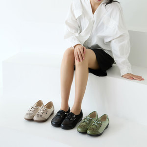 Jshoe รองเท้าหนังวัวแท้สำหรับผู้หญิง, รองเท้าหนังวัวแท้สวมใส่สบายน้ำหนักเบาดีไซน์ทันสมัยแบรนด์เกาหลี - Product Image 2