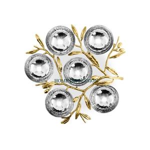 Bol en métal de luxe fait à la main, design de feuilles, bol de service à salade de fruits moderne jetable pour les fêtes porte-fruits décoratif - Product Image 6