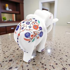 รูปช้างรูปทรงลำตัวหินอ่อนที่สวยงามสำหรับตกแต่งบ้าน - Product Image 2