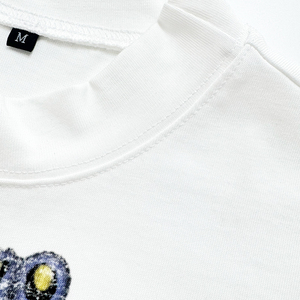 drop shoulder t-<strong>shirts</strong> short sleeve t-<strong>shirt</strong> dtg custom boxy cropped high collar <strong>patchwork</strong> t <strong>shirt</strong> - Product Image 2