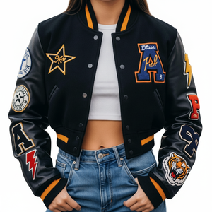 OEM Mujeres Crop Top Chaqueta elegante Chaqueta corta de bombardero para Casual y Streetwear Moda - Product Image 2