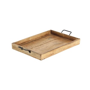 Bandeja de madera rústica para esquina de café o mesita de noche, organizador elegante hecho a mano para aperitivos o artículos de decoración - Product Image 4