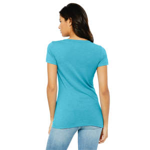 Camiseta de manga corta para mujer, 50% poliéster, 25% Airlume, peinado y anillo, 25% algodón, rayón, 40, 3,8 oz, Aqua - Product Image 3