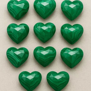 Piedra Preciosa de Malaquita Negra Verde Natural de Grado AAA, 8 mm, Forma de Corazón, Corte Rosa, Encerada/En Aceite, Suelta para Joyería - Product Image 1