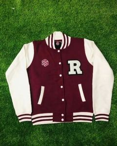 Nouvelles vestes d'université pour l'hiver Conceptions personnalisables avec col montant en tissu de laine Logo avant Fermeture à glissière - Product Image 5