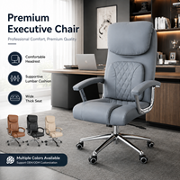 Chaise de bureau exécutive ergonomique moderne de qualité supérieure, gris, avec dossier haut, coutures en losange, pivotant à 360° et réglable en hauteur