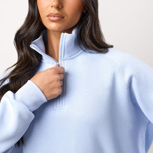 Sudadera con Cierre para Mujer, Logotipo Personalizado, Algodón, Poliéster, Felpa, Cierre de Cremallera de un Cuarto, Lisa, Deportiva, para Yoga, Otoño/Invierno - Product Image 3