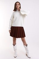 Pull en tricot blanc à col roulé pour femme, manches longues, couleur unie minimaliste, vêtement d'automne