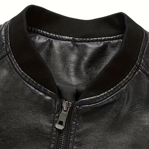 แจ็คเก็ตหนังวัวขายดี ซิปเต็มตัว สีดำ ปลายแขนแบบริบ แจ็คเก็ตหนังผู้ชาย พร้อมบริการ OEM - Product Image 6
