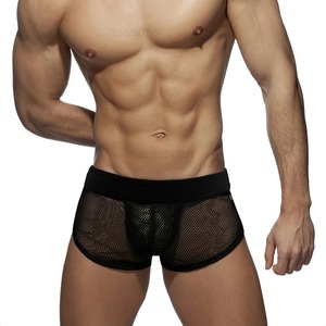 Shorts de sport pour hommes en maille fendue sur le côté, pour la course à pied et le jogging, séchage rapide, polyester, sexy, poche transparente, bas de survêtement - Product Image 2