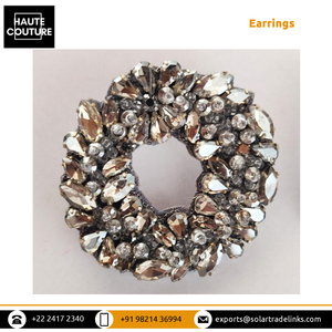 Boucles d'oreilles guirlande de fête personnalisables pour femmes 4 cm de diamètre Topaze Hue Gouttes Argent Cristal Disponible en différentes tailles - Product Image 6