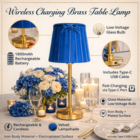 Lampe de bureau portable sans fil, abat-jour en velours + métal plaqué, 5200/6000/8000mAh, hauteur réglable, formes variées, délai de livraison rapide