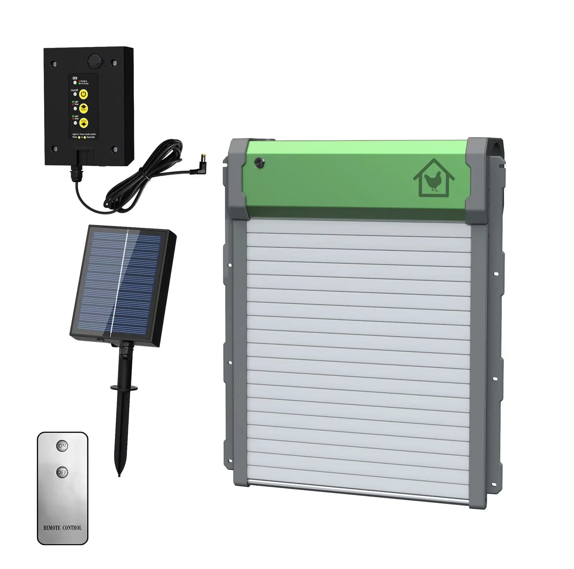 Remote Control Automatic Chicken Coop Door Solar Powered Large Batteries Various Charging Modes Light Sensor 2000Mah Munal