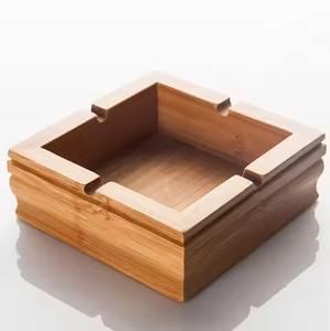 Classic Square Metal Wood Cigar Ash Tray 4 Seats for Cigar Club Ash Tray <b>Portable</b> Metal Cigar Holders - Product Image 2