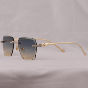 Lunettes de soleil marron unisexe serties de diamants en moissanite / Idéal pour un usage quotidien Lunettes de créateur - Product Image 3