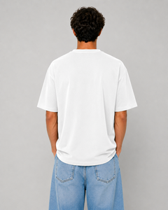 เสื้อยืดผ้าฝ้าย100% พรีเมี่ยมสไตล์อิตาลี, เสื้อยืดแขนสั้น220 GSM แนวสตรีทแฟชั่นสีขาวทรงหลวมสำหรับผู้ชายสไตล์ฤดูร้อน - Product Image 3