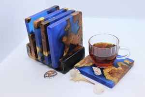 Ensemble de sous-verres modernes sous-verres classiques en bois de résine époxy pour bar cuisine pendaison de crémaillère et cadeau d'anniversaire - Product Image 3