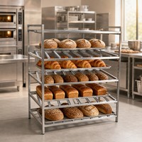 Support de cuisson à 4 niveaux en acier inoxydable avec support pour refroidissement et stockage de gâteaux et pains de boulangerie