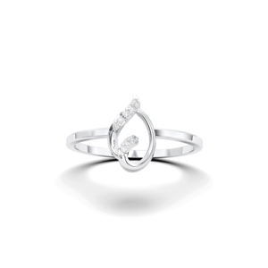 Bague fantaisie abstraite en argent taille ronde Moissanite E-F/VVS-VS de 0.03 carats avec ensemble de broches de diamant pour femme - Product Image 1