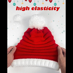 หมวกคริสต์มาสสีแดงปักโลโก้ตามสั่งสำหรับเทศกาลตกแต่งงานปาร์ตี้หมวกถักนิตติ้งสำหรับฤดูหนาว - Product Image 4