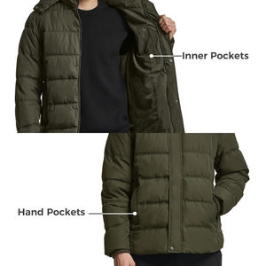 Veste d'hiver en toile légère antibactérienne écologique de haute qualité personnalisable Style bouffant col montant fermeture éclair en plein air - Product Image 5