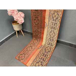 2x8.3 ft Vintage Turkish Rug, <b>Runner</b> Rug, <b>Red</b> Wool Rug - Product Image 2