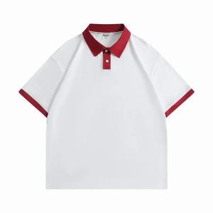 Camisa de punto antiarrugas de 240 gramos con logotipo personalizado, de algodón, con hombros caídos, solapa de contraste de color y manga corta. - Product Image 4