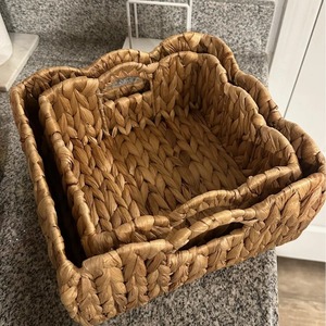 Ensemble de 2 paniers tissés carrés avec ouvertures en forme de coquille Panier de rangement fait à la main Vente en gros écologique Fabriqué au Vietnam - Product Image 3