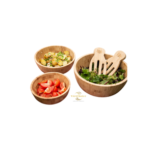 Bols en bambou traditionnels personnalisés - Écologiques, durables, compatibles lave-vaisselle, service de table de 6 à 10 pièces pour la salle à manger à domicile - Product Image 4