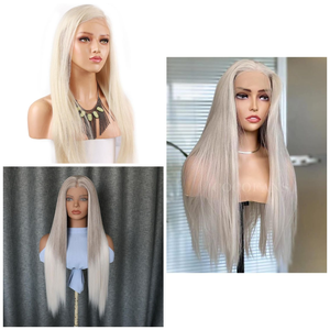 Perruque Swiss Lace Wig 360 cheveux humains non Remy de couleur blonde grise - Product Image 1