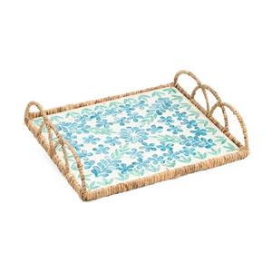 ถาดเสิร์ฟอาหารแบบสานที่หรูหราถาดเสิร์ฟผักตบชวาผสมดอกไม้ดีไซน์ไม่เหมือนใครสำหรับโต๊ะอาหารงานเลี้ยง - Product Image 1