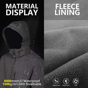Uniforme de travail de randonnée en plein air pour hommes Veste softshell imperméable et chaude pour l'hiver avec col montant Vêtements en polaire pour l'intérieur - Product Image 3