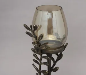 Soporte votivo de pedestal de helecho de aluminio, candelabro de boda, impresionante soporte de candelabros de estilo vintage - Product Image 3