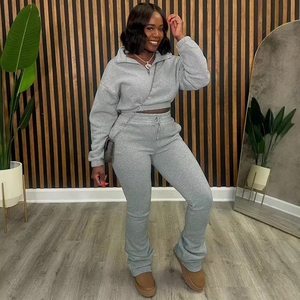 ชุดเซ็ทลำลองสองชิ้นสำหรับผู้หญิง เสื้อแขนยาวทรงสปอร์ต กางเกงวอร์มขายาวระบายอากาศได้ดี เหมาะสำหรับออกกำลังกาย - Product Image 6