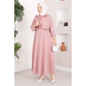Conjunto de Vestido de Crepé Rosa a Rayas con Bolero, Talla XXS/XS, Conjunto de Dos Piezas con Shorts a Juego para Primavera/Verano - Product Image 5