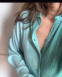 Nueva llegada señoras Tie-Dye manga larga algodón crepé camisa elegante mujer largo Turn Collar sólido patrón tejido modelo orden - Product Image 6