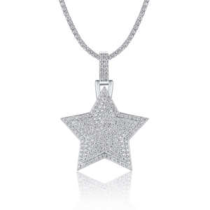 Collier pendentif Moissanite Hip Hop plaqué or pendentif en diamant taille ronde en argent sterling 925 - Product Image 2