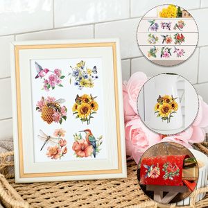 Cổ điển UV dtf cup bọc-20 Sheets Flower Bird UV dtf cup kết thúc tốt đẹp cho 16 oz hồng y chuồn chuồn ong uvdtf đề can cho thủy tinh - Product Image 4