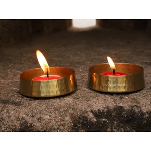 Stylish Brass <b>Hammered</b> Round Tealight Candle <b>Holder</b> for Home & Christmas Tabletop Lights Decoration Tealight <b>holder</b> - Product Image 5