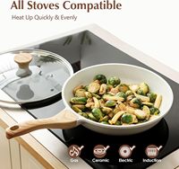 Ensemble de casseroles et poêles de cuisine en aluminium à induction en granit blanc moderne classique, antiadhésif