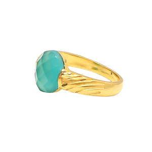 Anillo de latón de Calcedonia, Gema de Calcedonia, chapado en oro - Product Image 1