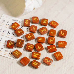 Juego de 25 Runas de Jaspe Rojo al por Mayor, Cristales Naturales Curativos para Meditación y Decoración - Product Image 1
