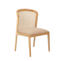 Chaise de salle à manger en teck massif et rotin avec siège rembourré doux et dossier incurvé, écologique, durable, moderne, pour appartement