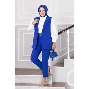 Conjunto de Dos Piezas, Chaleco y Hiyab, Elegante Estampado Floral, Tejido de Punto, para Mujer de Oficina, Ropa Formal y Casual para Musulmanas - Product Image 4