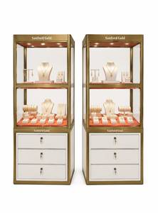 Luxury Rectangular Glass Jewelry Display Case Lighting <b>Key</b> Lock Drawers Retail Necklace Bracelet <b>Ring</b> Presentation Sample Making - Product Image 4