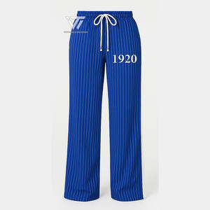 Venta al por mayor griega Zeta Phi Beta ZPB Sorority ropa a rayas pantalones de chándal de pierna ancha parafernalia griega - Product Image 1