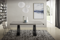 Table à manger pliable de qualité supérieure, plateau blanc, base noire, design contemporain, 100% fabriqué en Italie, acier inoxydable, utilisation en extérieur