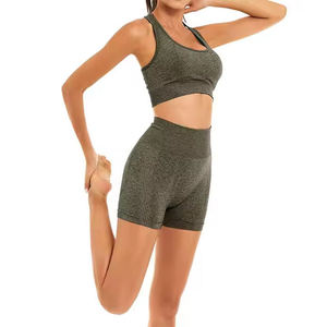 Logo personnalisé Vêtements de sport Yoga Fitness Gym Soutien-gorge et short de course Ensemble de sport de yoga solide à haute élasticité - Product Image 4