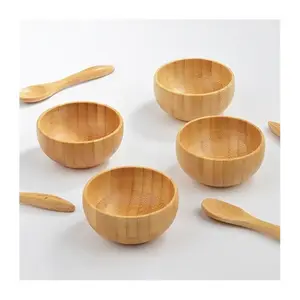 Klein Formaat Bamboe Eetschalen Voor Kinderen Mini Voeding Baby Bowl En Lepel Kinderen Hout Servies